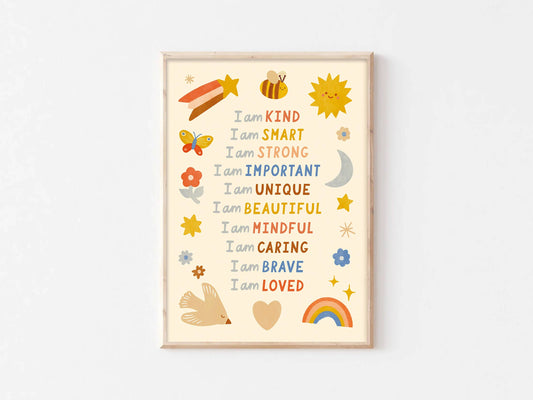 Illustrated Affirmation Print - Modern Educational Kid's Art: A4