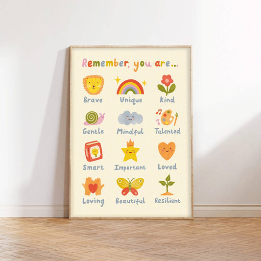Remember, You Are Print - Modern Educational Kid's Wall Art : A4