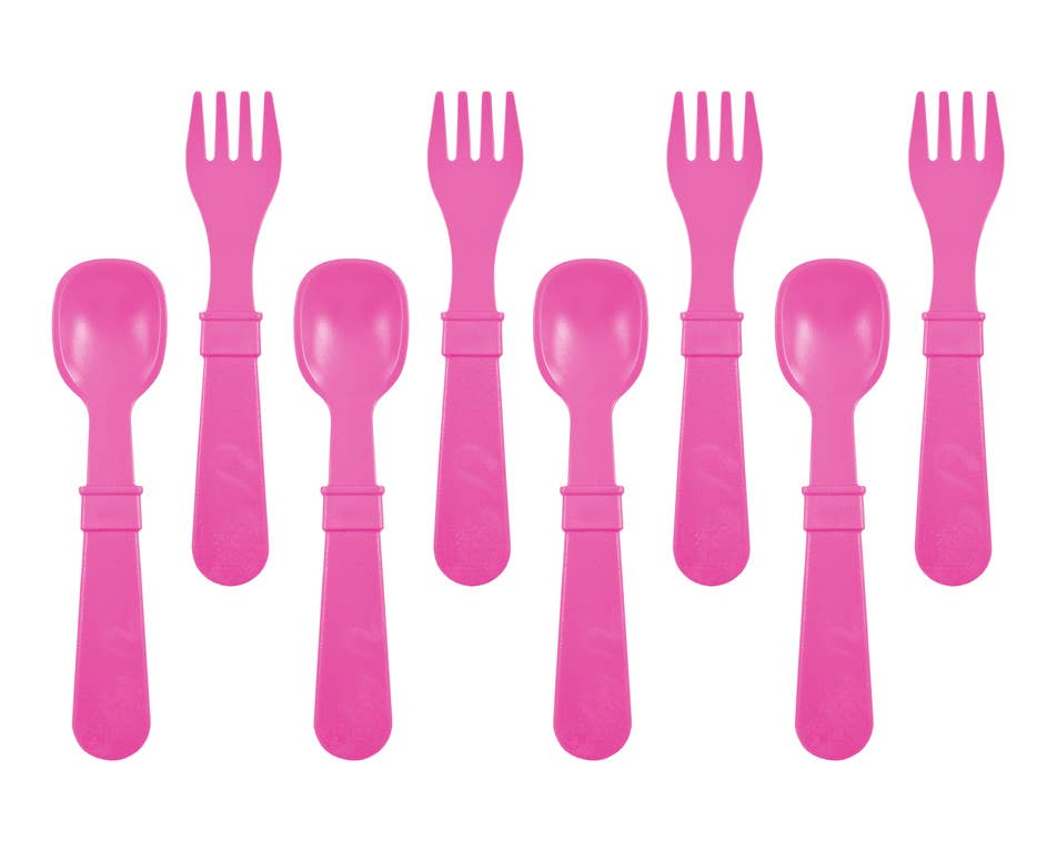 Re-Play Bright Pink Forks and Spoons Set (8 pcs, Bulk)