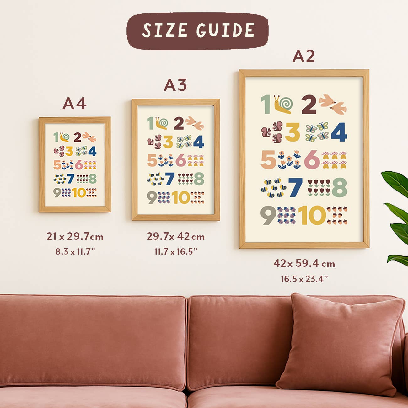 Fruit + Veg A-Z Alphabet Print - Modern Educational Kids Art: A4