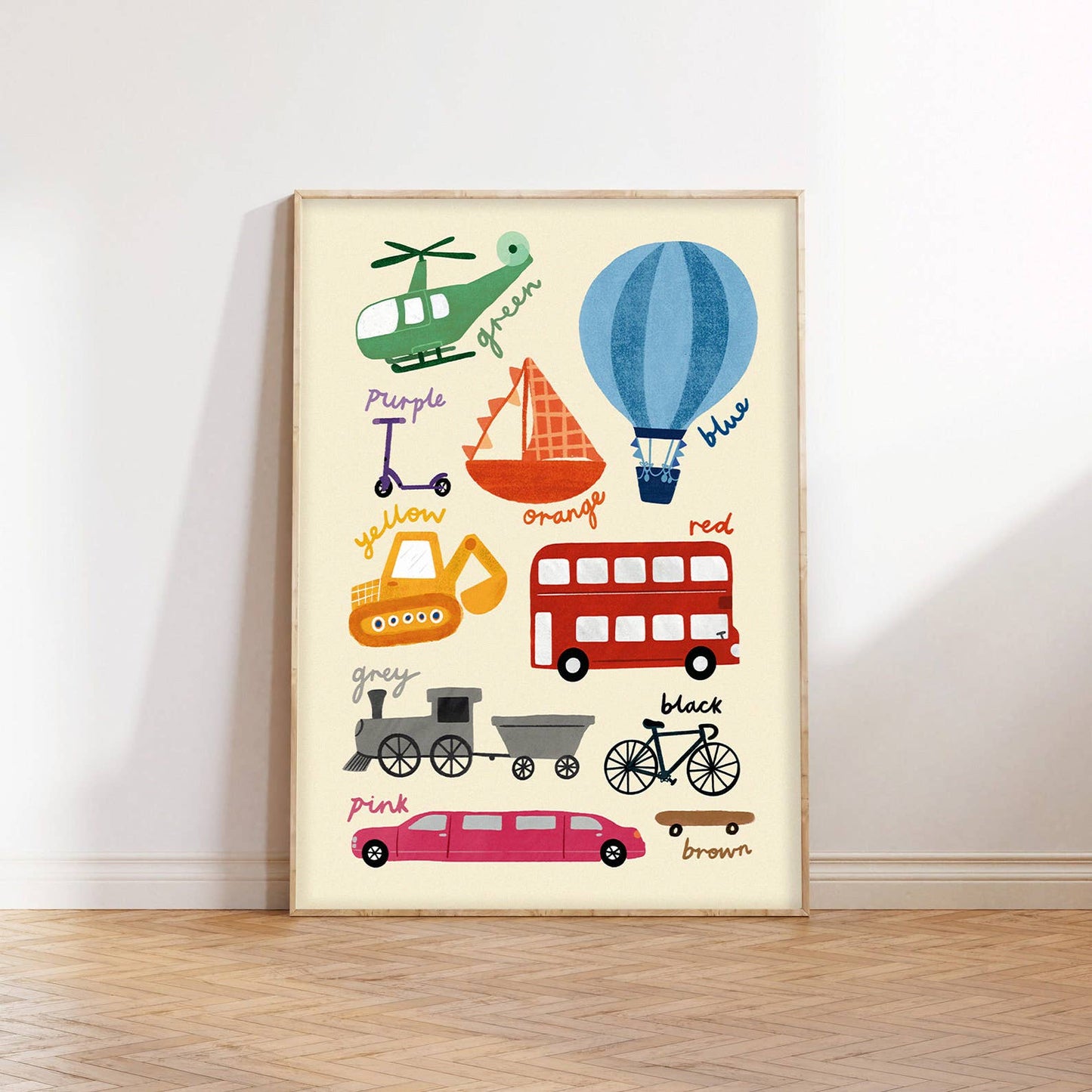 Colours Transport Print - Modern Educational Kid's Art: A4